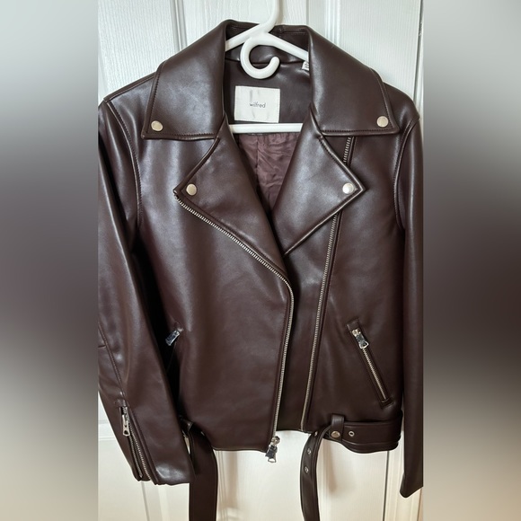 Aritzia Wilfred Lightning Faux Leather Jacket Rich Mocha Brown XXS *NWOT* - Picture 5 of 9